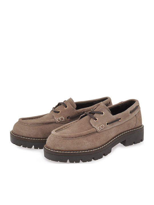 Δερμάτινα Γυναικεία Boat Shoes σε Καφέ Χρώμα