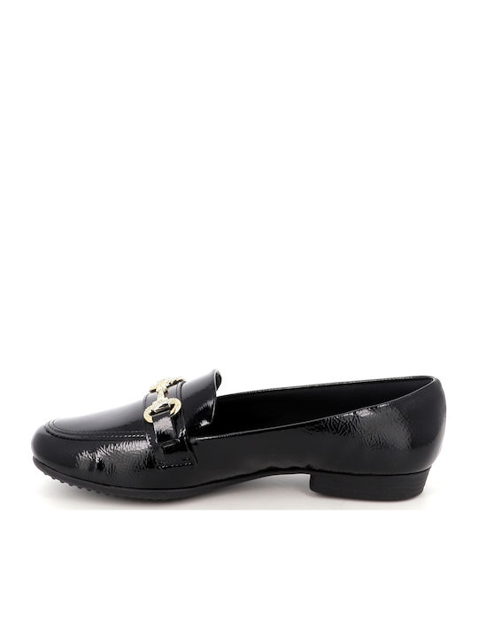 Lackleder Damen Mokassins in Schwarz Farbe