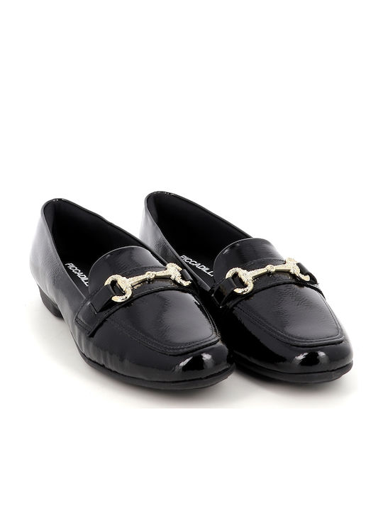 Lackleder Damen Mokassins in Schwarz Farbe