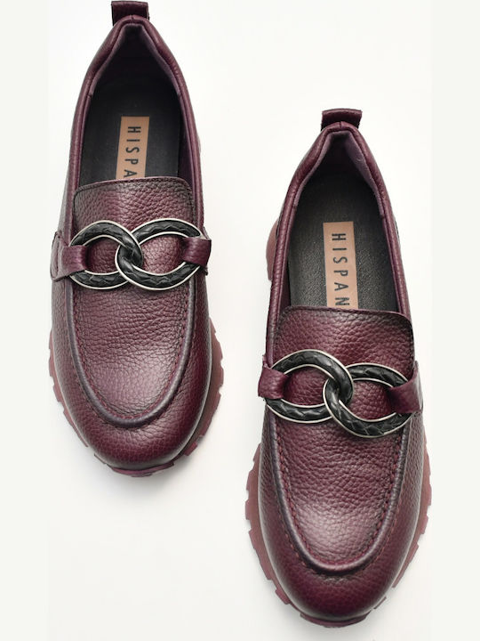 Loafers Dama din Piele în Culoare Burgundy