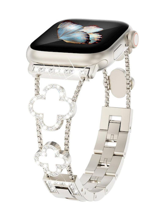 Volte-tel Каишка За Смарт Часовник Дамска Метална Apple Watch 38 40 41 42mm Тип Van Cleef Бял Кръст 12.7см Титаниево Сиво 5205308427329 Volte-tel Каишка За Смарт Часовник Дамска Метална Apple Watch 38 40 41 42mm Тип Van Cleef Бял Кръст 12.7см Титаниево Сиво 5205308427329