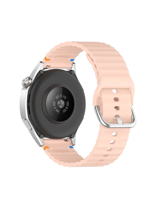 Каишка Garmin Venu 3 Силиконова Релефна Wave Style 22mm Розов
