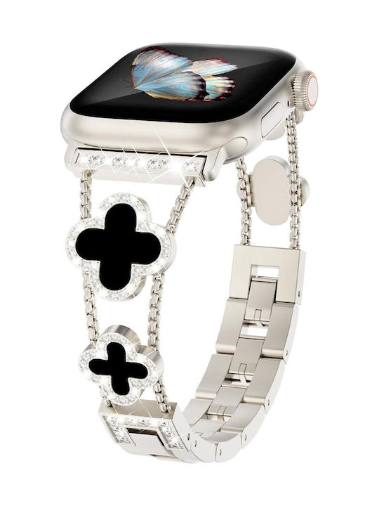 Volte-tel Каишка За Смарт Часовници Дамска Метална Apple Watch 38 40 41 42mm Тип Van Cleef Черен Кръст 12.7см Титаниево Сиво 5205308427275 Volte-tel Каишка За Смарт Часовници Дамска Метална Apple Watch 38 40 41 42mm Тип Van Cleef Черен Кръст 12.7см Титаниево Сиво 5205308427275