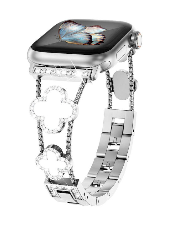 Volte-tel Каишка За Часовник Женска Метална Apple Watch 38 40 41 42mm Тип Van Cleef Бял Кръст 12.7см Сребрист 5205308427312 Volte-tel Каишка За Часовник Женска Метална Apple Watch 38 40 41 42mm Тип Van Cleef Бял Кръст 12.7см Сребрист 5205308427312