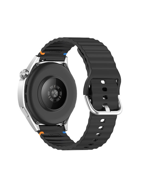 Каишка Garmin Venu 3 Силиконова Релефна Wave Style 22mm Черна