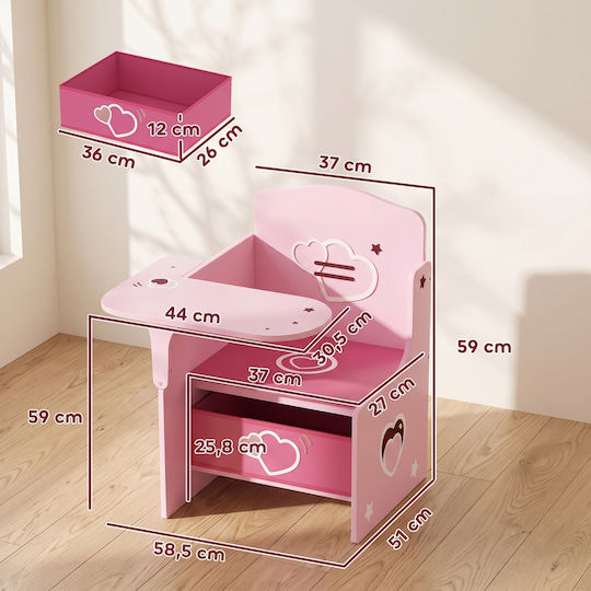 Kids Table Set with Chairs for Painting Pink Aiyaplay