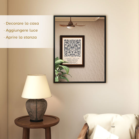 HomCom Oglindă de Perete cu Cadru de Sticlă Negru 90x70cm