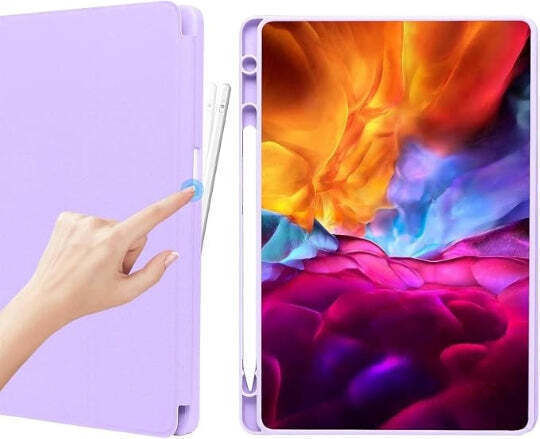 Умeн трикратен флип калъф с държач за писалка Samsung Galaxy Tab A11 Plus лилав