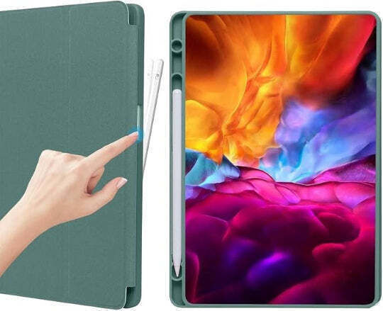 Умeн трикратен флип калъф с държач за писалка Samsung Galaxy Tab A9 Plus зелен