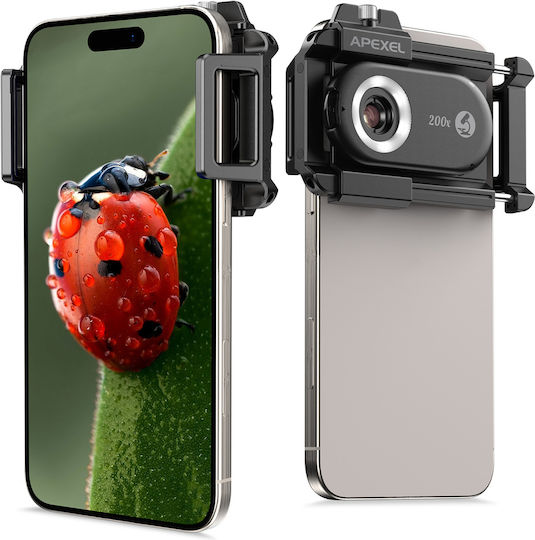 Apexel Smartphone Microscope Lens Apl-ms200 200x Zoom Led Uv