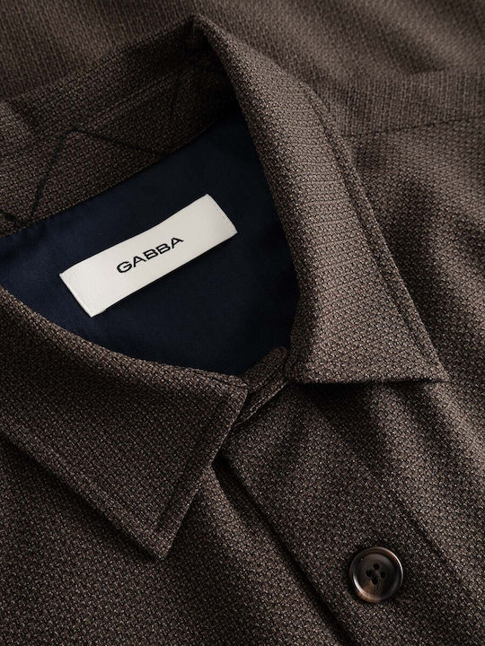 Long Sleeve Overshirt In Oversized Line Brown