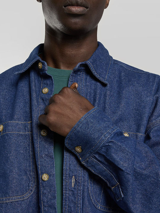 Langärmeliges Denim-Hemd Blau