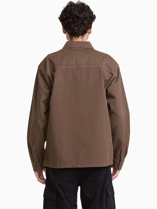 Long Sleeve Shirt in Wide Fit Timber Brown