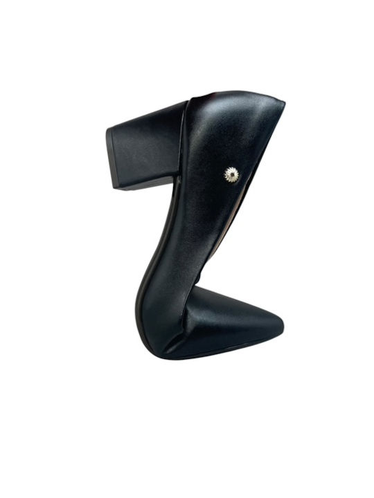 Spitze Zehe Pumps mit Mittelhohem Absatz Schwarz GY-08586-1-1