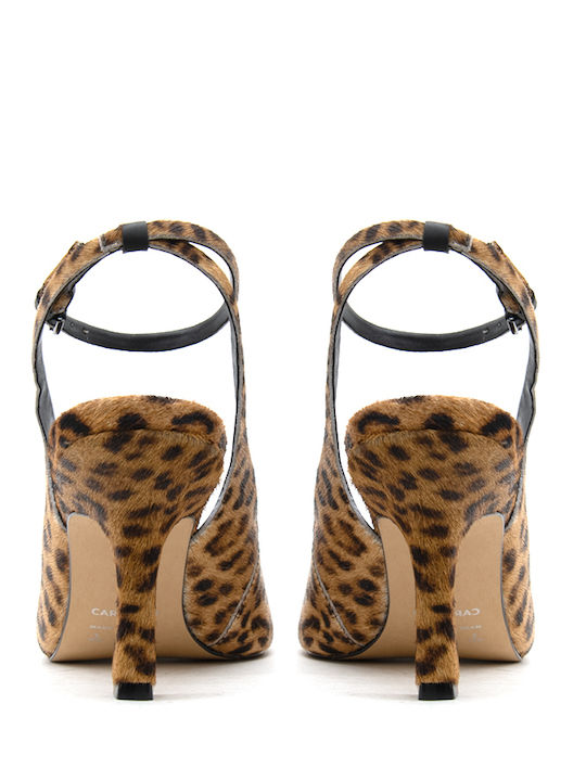 Leder Pumps mit Riemchen & Hohem Absatz Braun