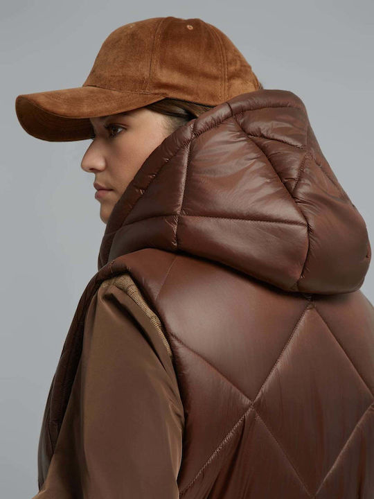 Дамско Безръкаво Puffer Якето Кафяво 8604.4009.Н-brown