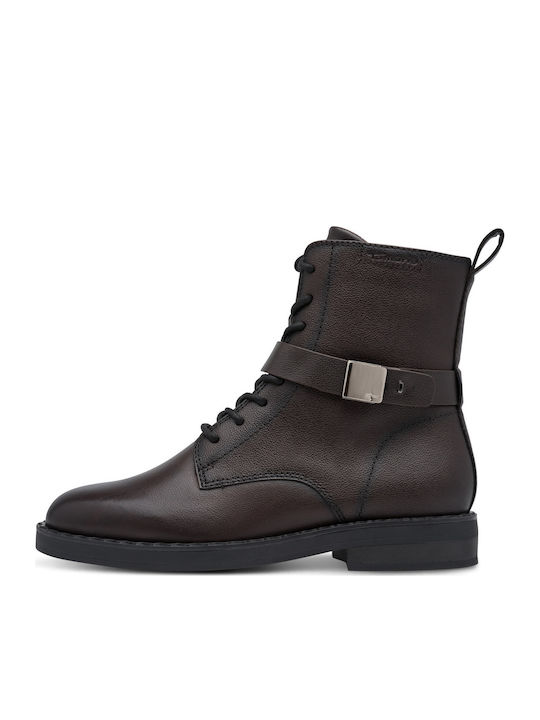Leder Damen Kampfstiefel Braun