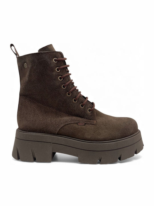 Wildleder Damen Stiefeletten mit Absatz Braun