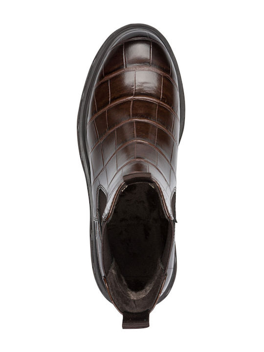 Chelsea-Stiefel Damen Braun mit Pelz