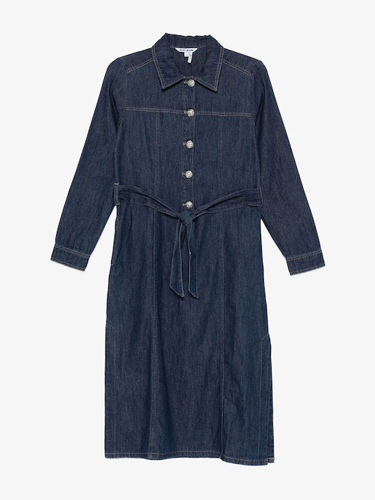 DKNY Sommer Midi Hemdkleid Denim Blau