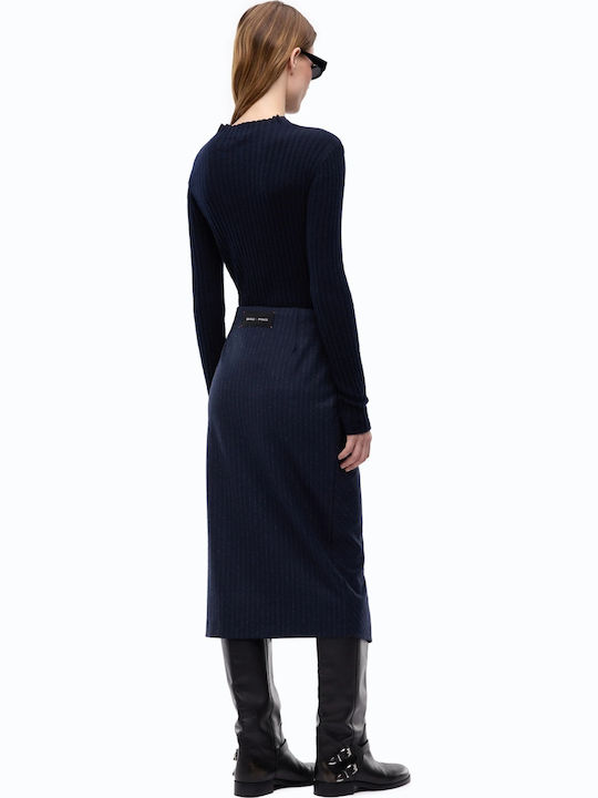 Pinko Midi Knitted Shirt Dress Blue