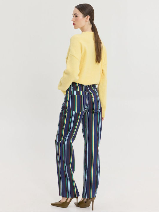 Damenhose in Gerader Beinlinie Gestreift
