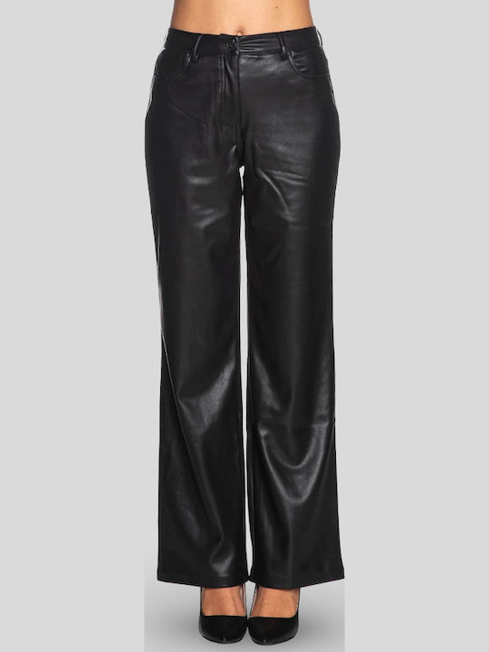 Women's High Rise Leather Pantaloons Black