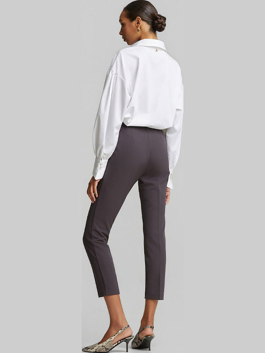 Women's Fabric Trousers with Elastic Grey