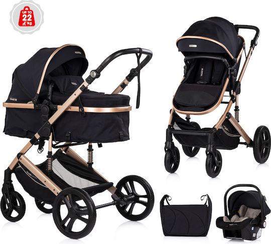 Chipolino Amore Регулируема Бебешка количка 2 в 1 Подходяща за Новородено Черна