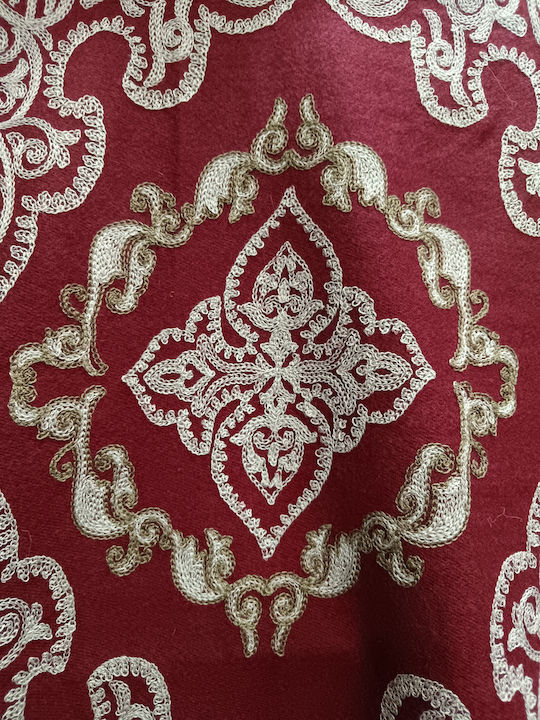 Şal Din Lână Blănos Pentru Femei Burgundy
