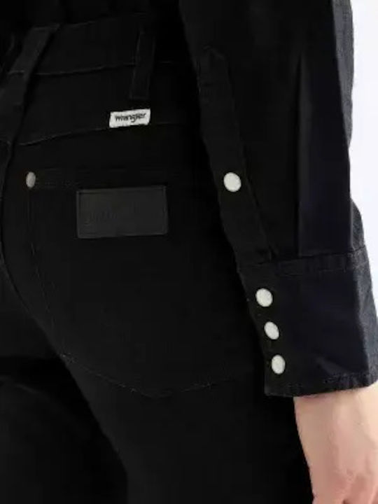 Damen Jeans Hosen in Gerader Bein Stil Schwarz