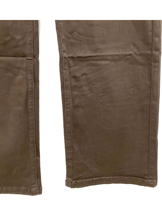 High Rise Women's Jean Pants in Wide Leg Style Brown
