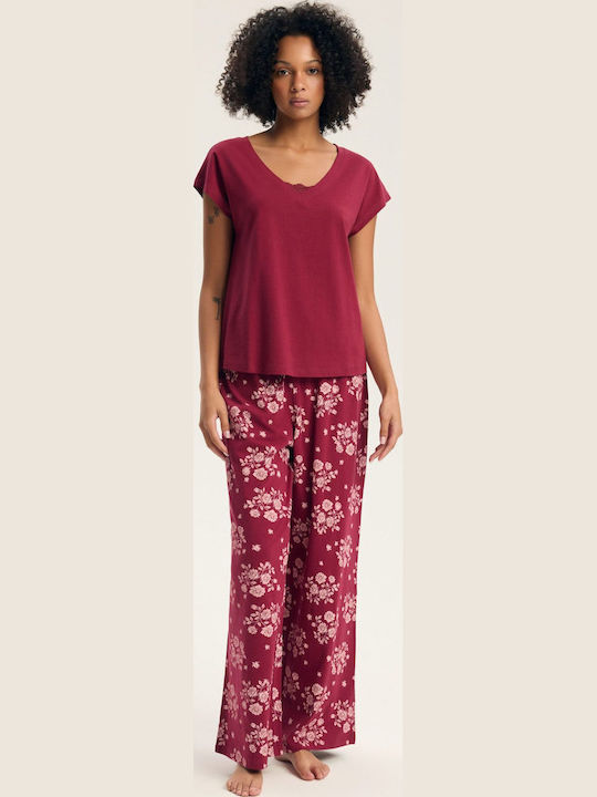 Henderson Henderson Sommer Damen Schlafanzug-Set Burgundisch