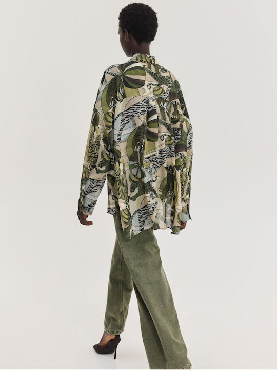 Langärmeliges Damenhemden Khaki