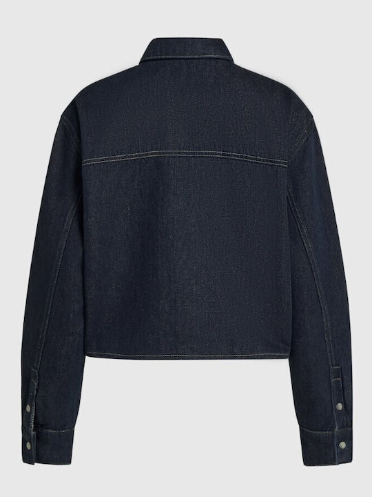 Cămașă de Damă Din Denim Cu Mânecă Lungă Albastră