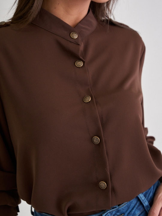 Langärmeliges Damenhemd Braun Dunkel