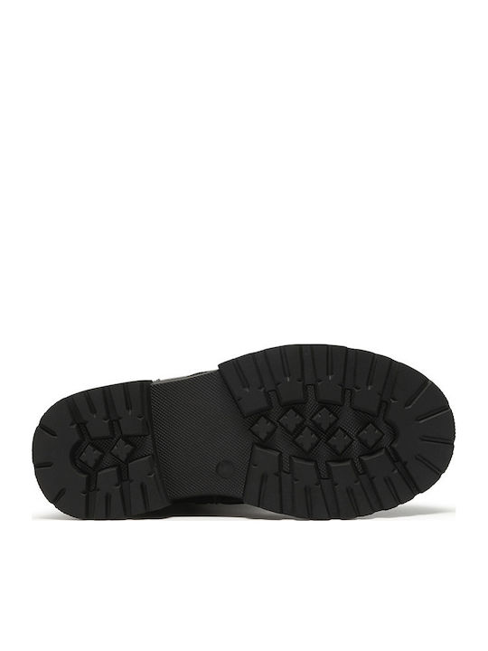 Zariah Zip K. Leather Kids Ankle Boots with Zipper Black