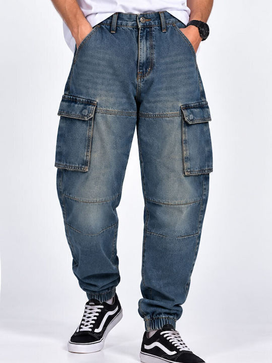 Herren Jeanshosen Cargo Elastische Blaue