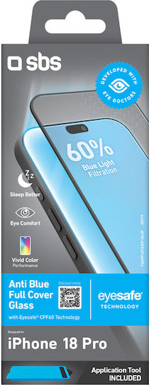 Sbs Anti Blue Full Cover Glass Iphone 18 Pro Blue Light Filtereng