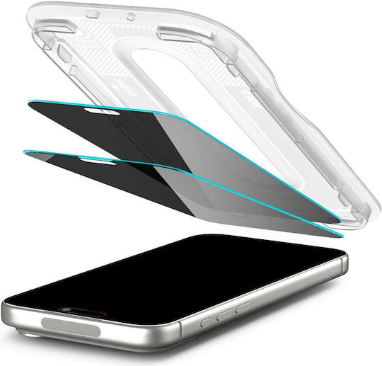 Folie de Protecție a Ecranului Privacy Spigen Glas.tR Ez Fit Pro HD Apple iPhone 18 Pro Sticlă Templată Full Glue Set 2 Bucăți AGL12027