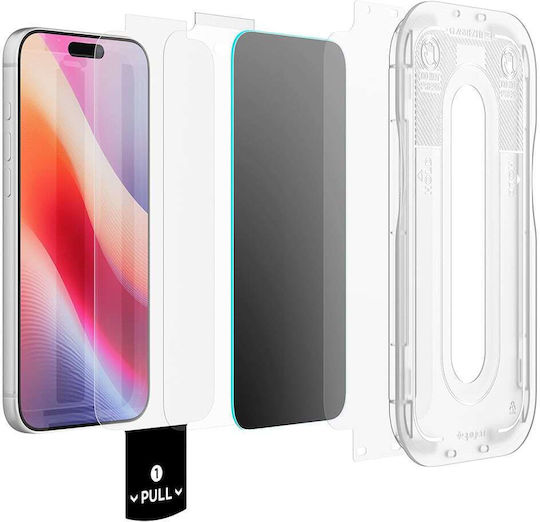 Folie de Protecție a Ecranului Privacy Spigen Glas.tR Ez Fit Pro HD Apple iPhone 18 Pro Sticlă Templată Full Glue Set 2 Bucăți AGL12027