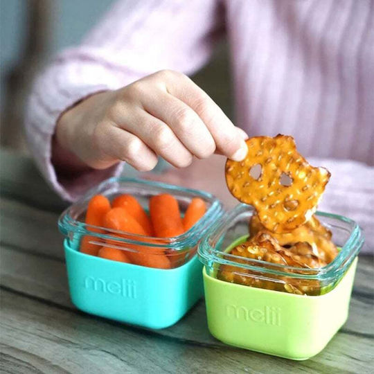 Melii Set of Glass Lunch Boxes Green With Compartments 3 Pieces