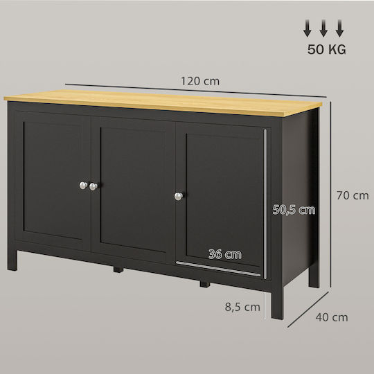 Storage Cabinet Made of Metal & Wood L120xW40xH70cm
