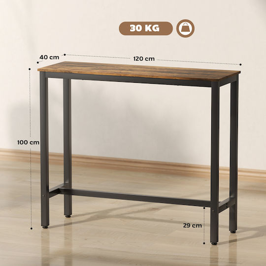 Bar Table Metal Brown 120x40x100cm
