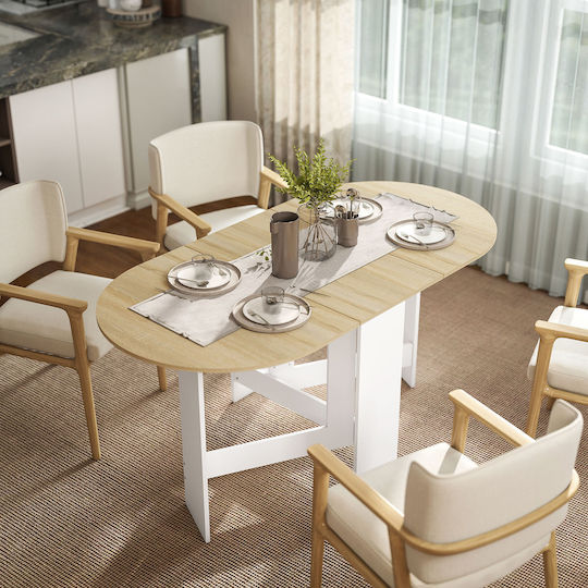 Oval Dining Table Collapsible Wooden with Metal Frame 163x80x75cm