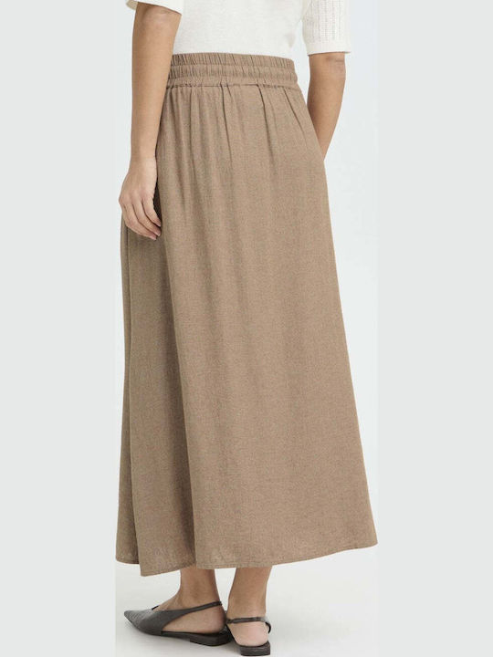 Linen High Waist Brown Skirt