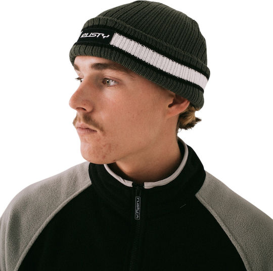 Beanie Männlicher Wendbarer Strickmütze in Khaki Farbe