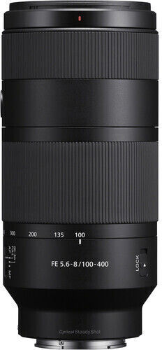 Sony Пълен Кадър Фотообектив FE 100-400 mm F5.6-8 OSS Супер Телеобектив за Sony E Монтаж Черен
