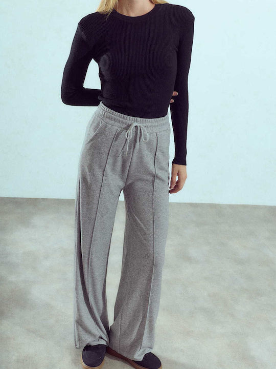Women's Trousers Decorative Stitching Light Gray