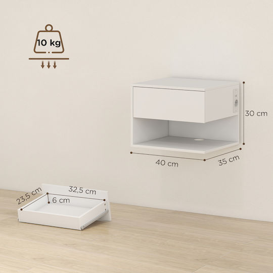 Wooden White Bedside Tables 2 Pieces 40x35x30cm
